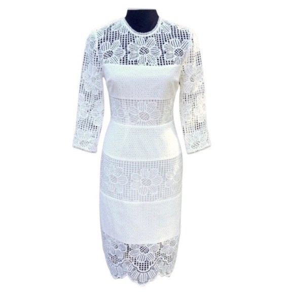 TRINA TURK floral Guipure lace midi dress size 2 - Picture 2 of 13